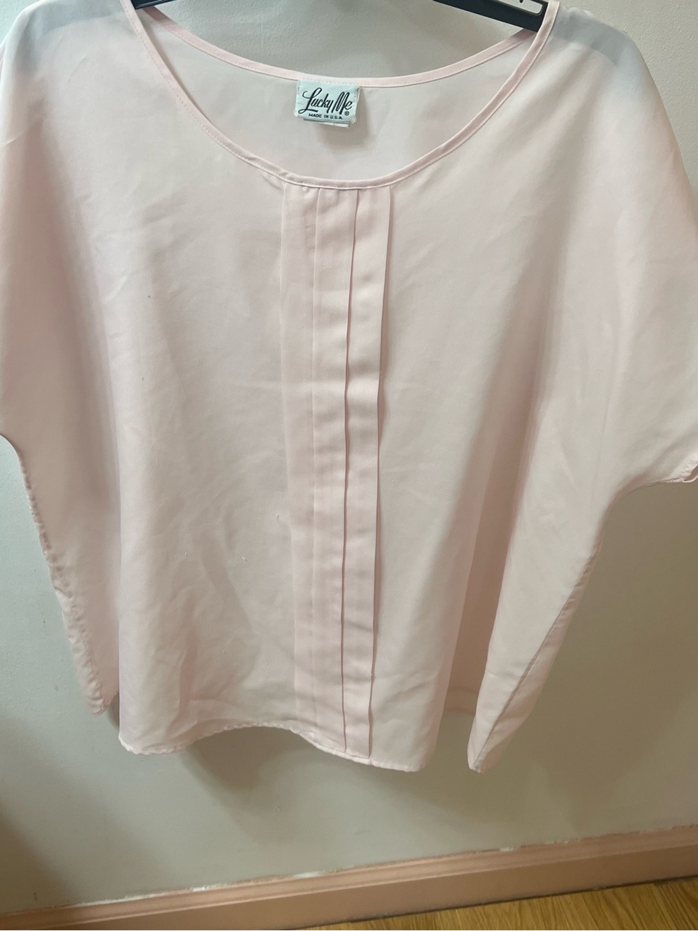 Lucky Brand Soft Blush Pink Pleated Front Blouse Vintage